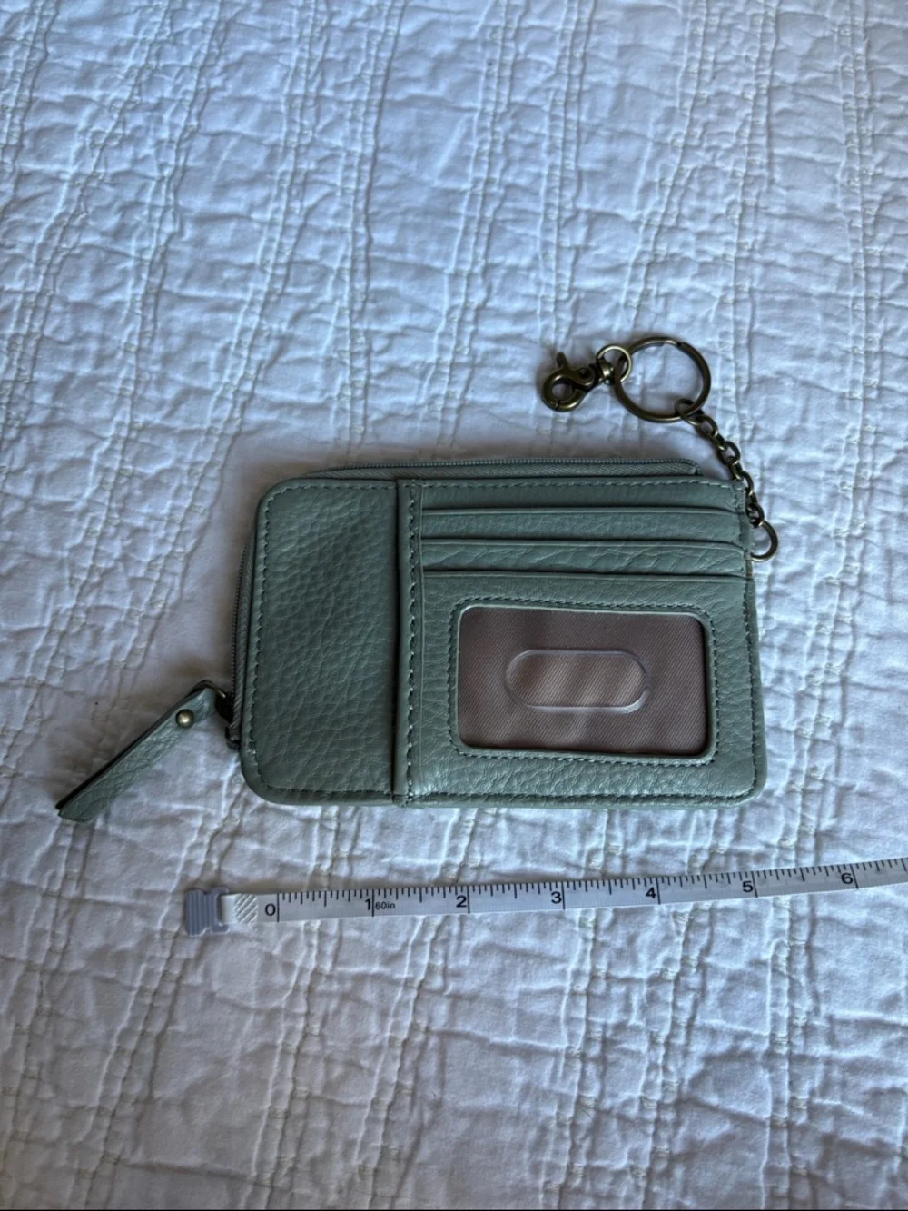 The Sak Mint Green Leather Card Case with Key Ring - Picture 2 of 6